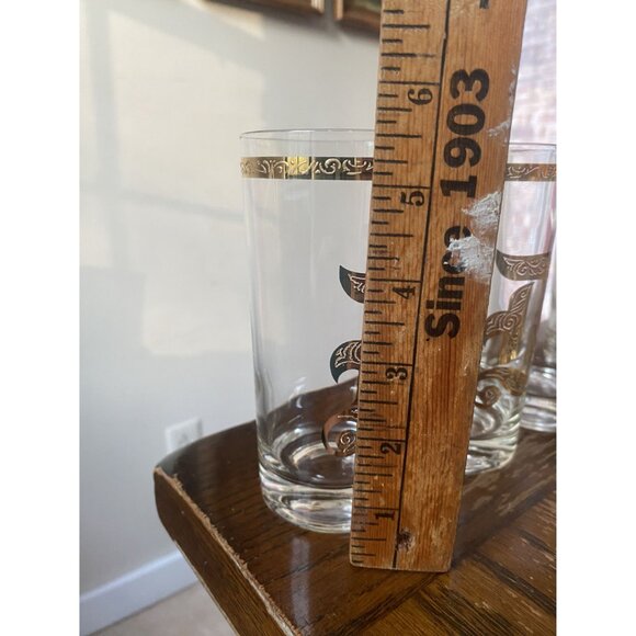 MCM Gold Gilt Monogrammed "D" Highball Glasses Set Of 8 - Picture 3 of 7